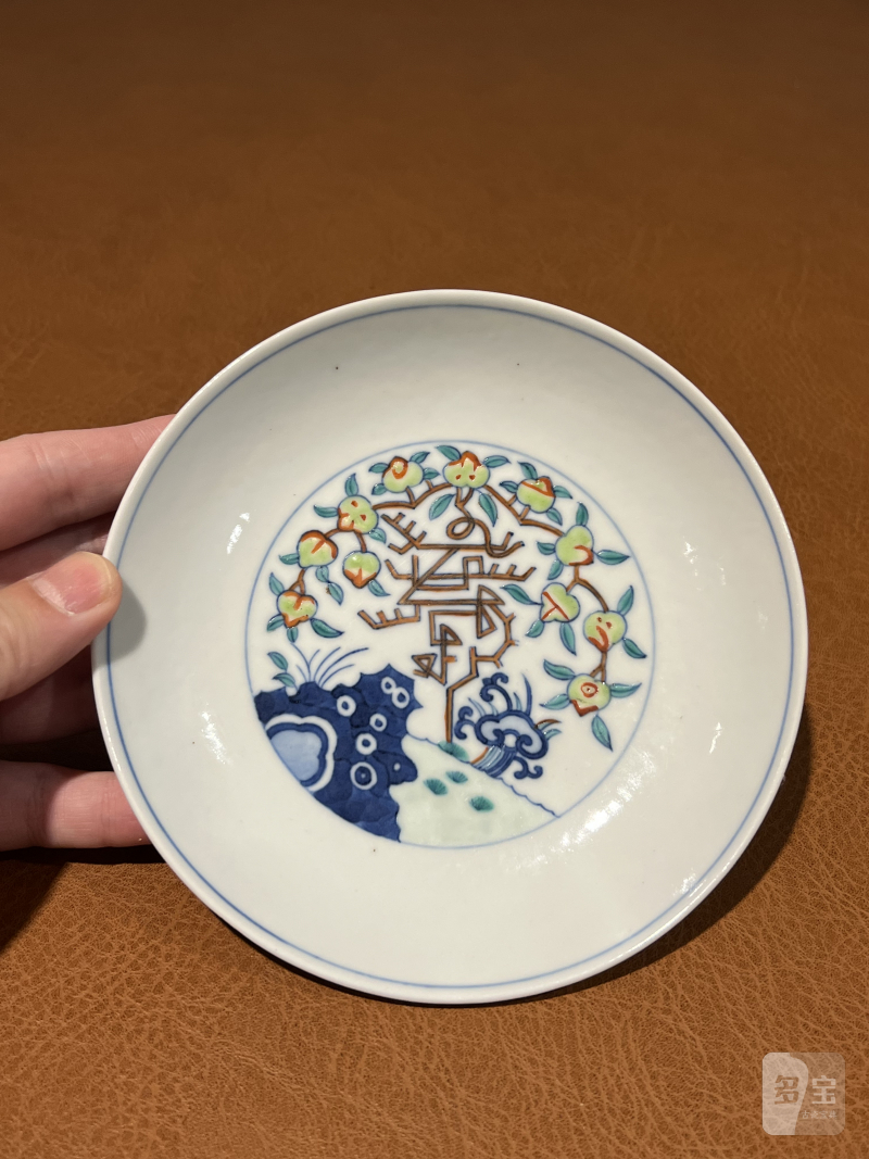 清同治 斗彩福寿纹盘 - 图2